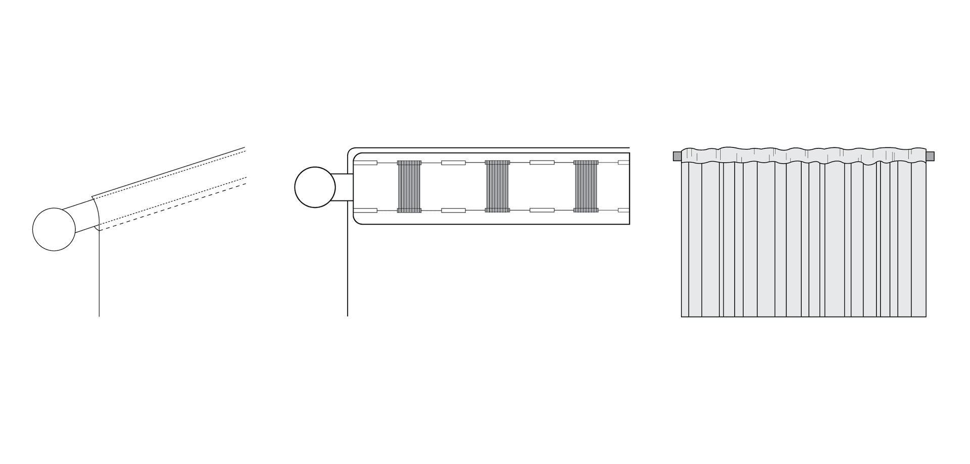 line sketch drawing of curtain hanging