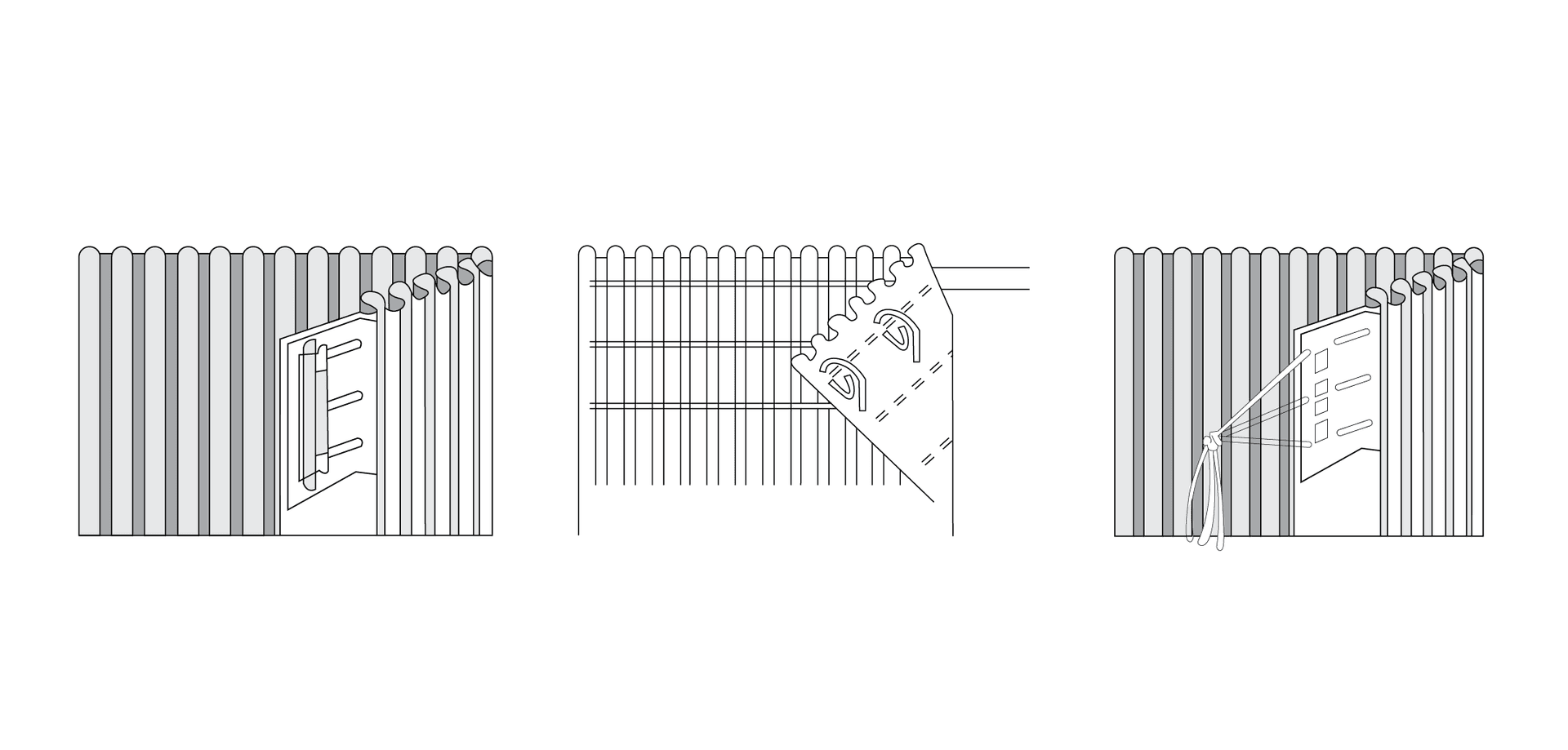 line sketch drawing of curtain hanging